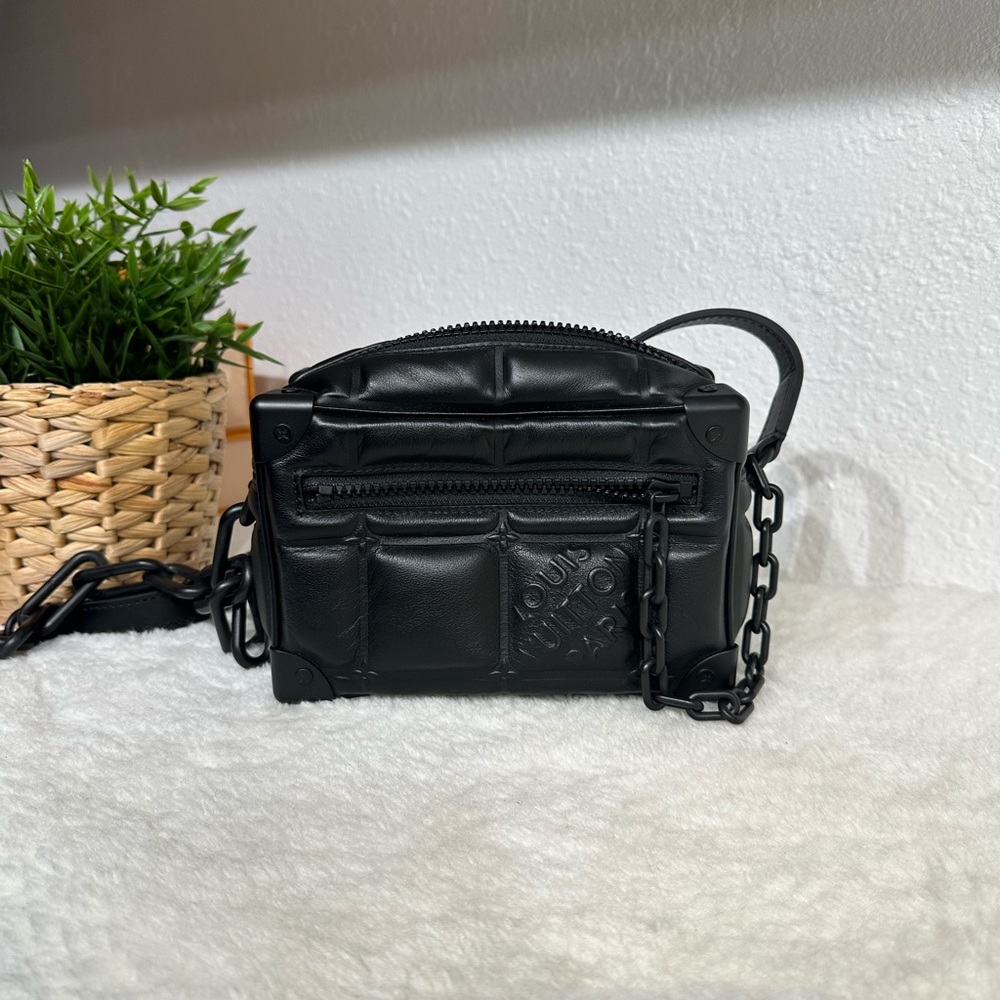 Louis Vuitton Black Leather Limited Edition Soft Trunk Shoulder Bag